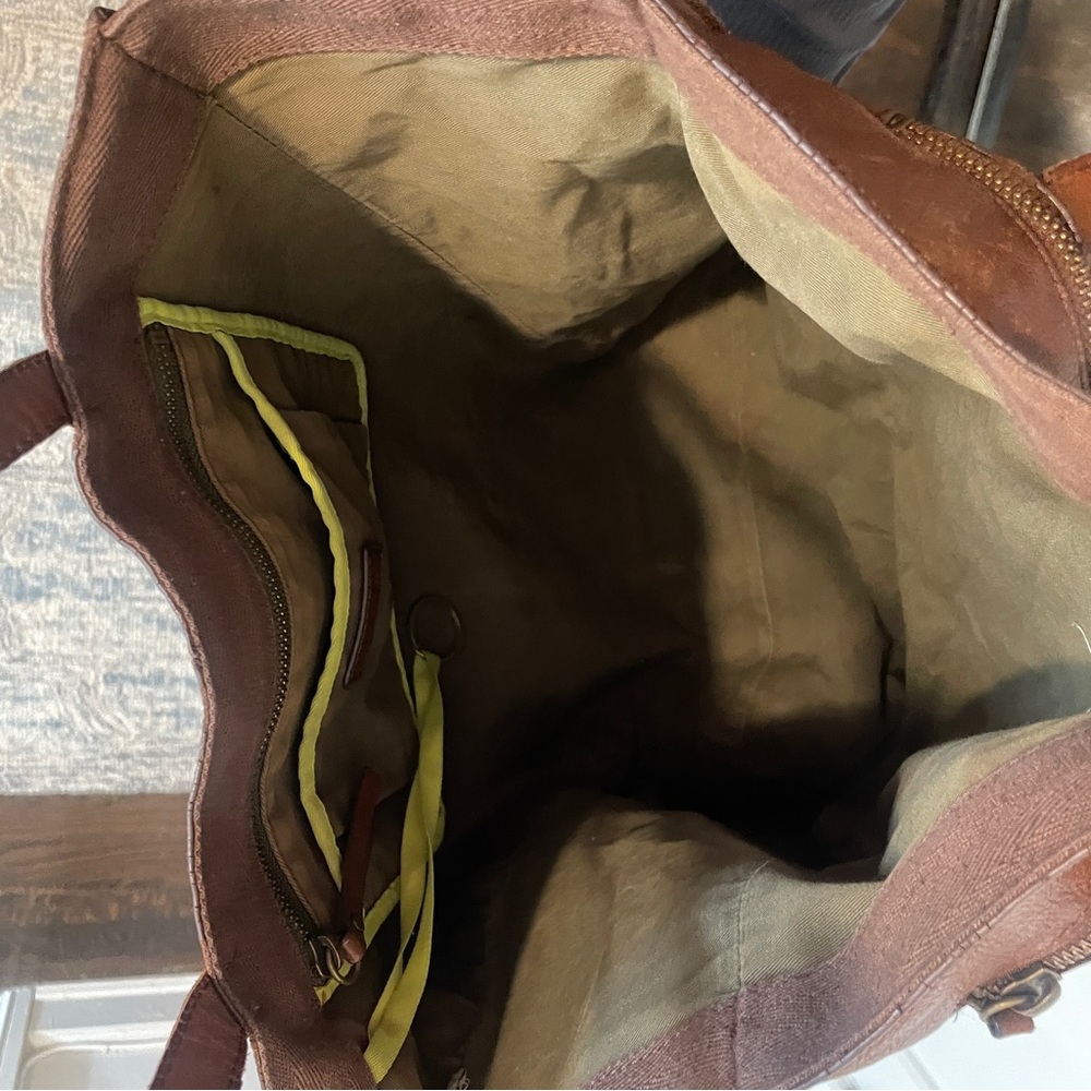 J. Crew Brown Pebble Leather Tote Bag - Picture 3 of 7